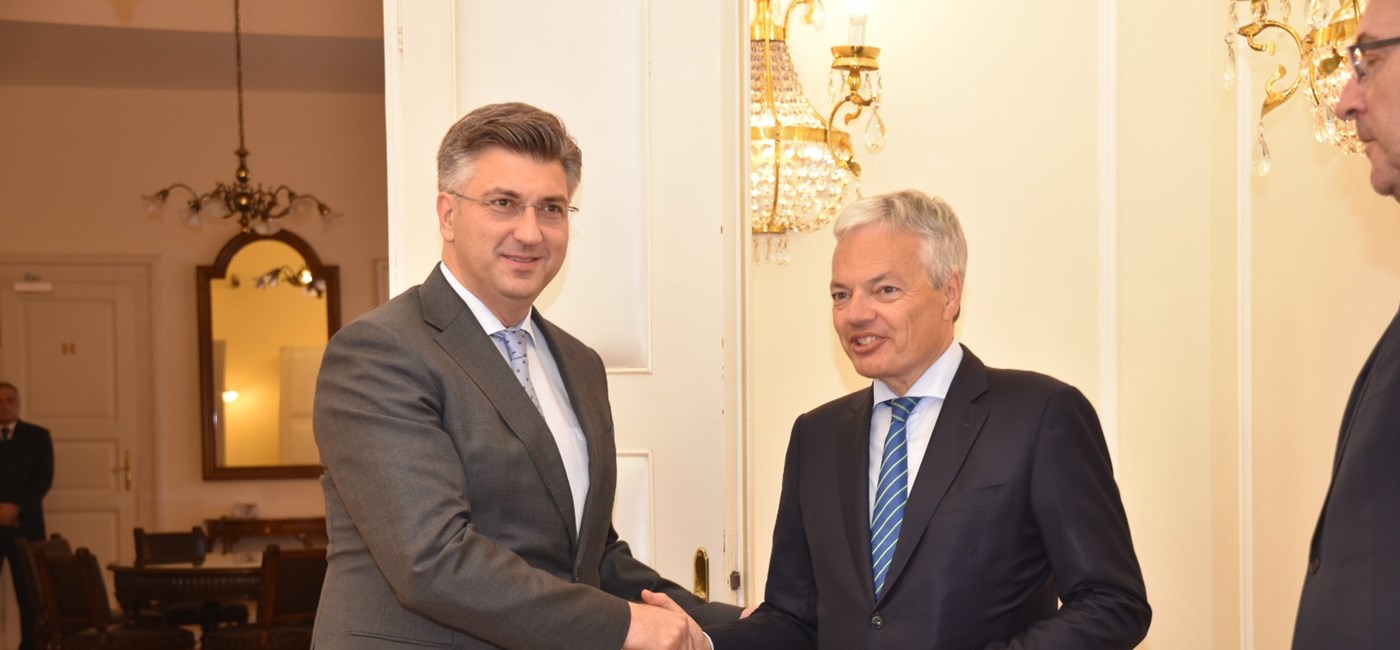 Predsjednik Vlade RH Plenković s potpredsjednikom Vlade Belgije i ministrom vanjskih i europskih poslova Reyndersom